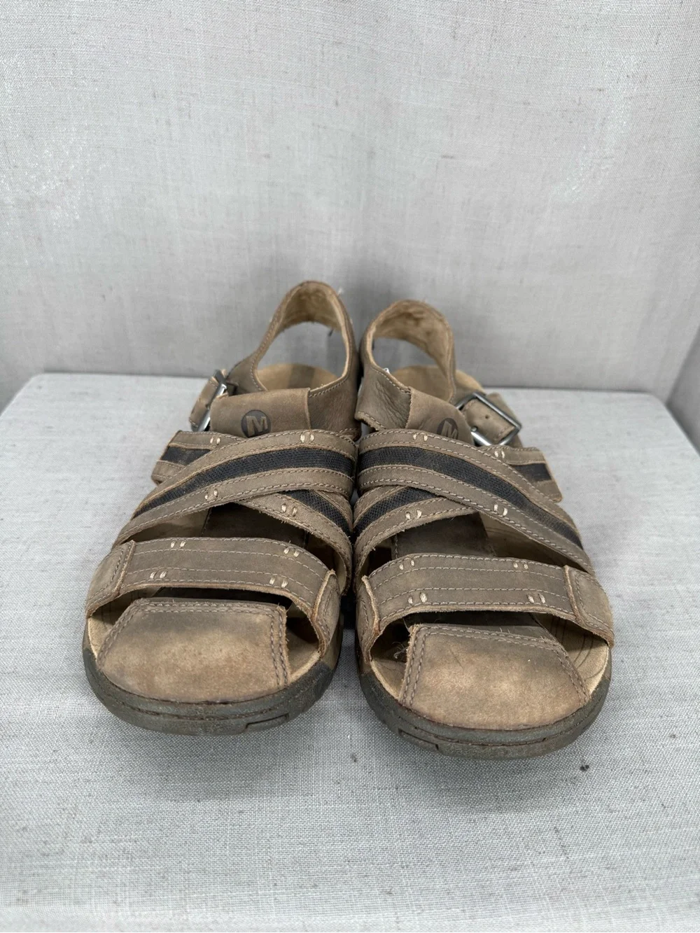 Merrell Espresso mens brown leather fisherman sandals size 11